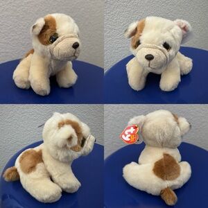 TY Beanie Boo Houghie, brown and tan dog plush with big eyes, approx 6”